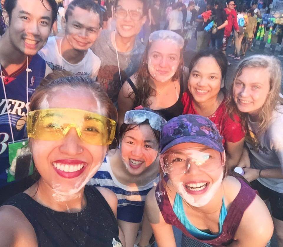 Teacher Pear enjoyed Songkran festival with her friends in Khon Kaen.